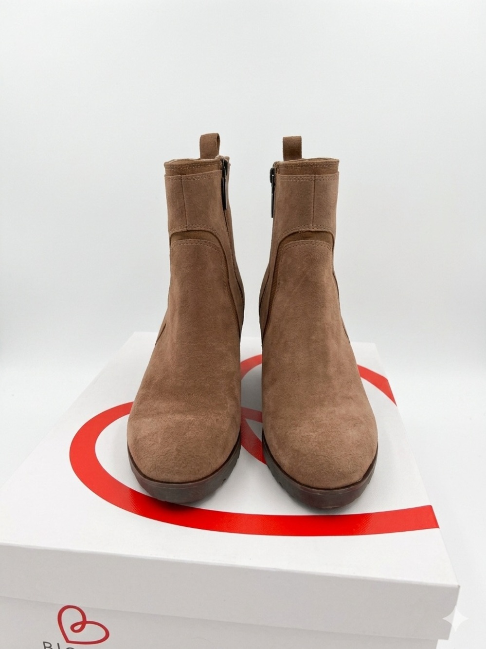 Blondo Taupe Suede Block Heel Bootie